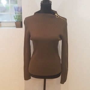 Topshop army green sweater zipper sleeve nwt